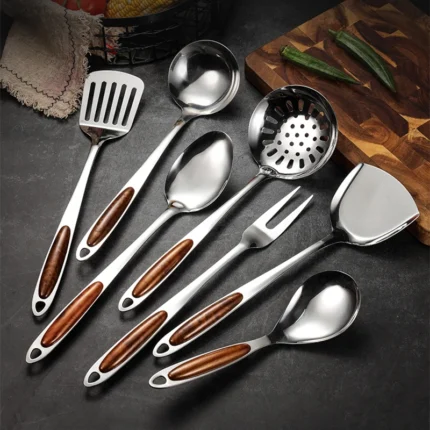 Stainless Steel Cooking Tool Set Frying Shovel Rice Soup Spoon Colander Meat