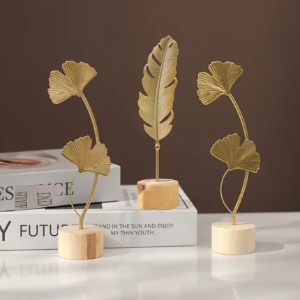 Gold Ginkgo Leaf Feather Candleholder Luxury Living Room Decor Home Decoration Accessory Wedding Party Home Decoration Candlest